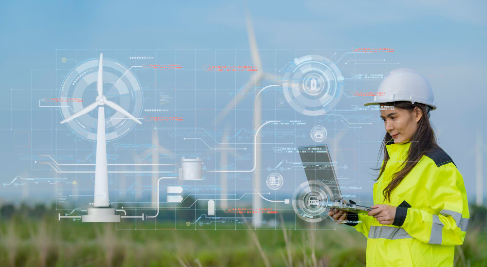 Ingeniera petrolera analizando datos