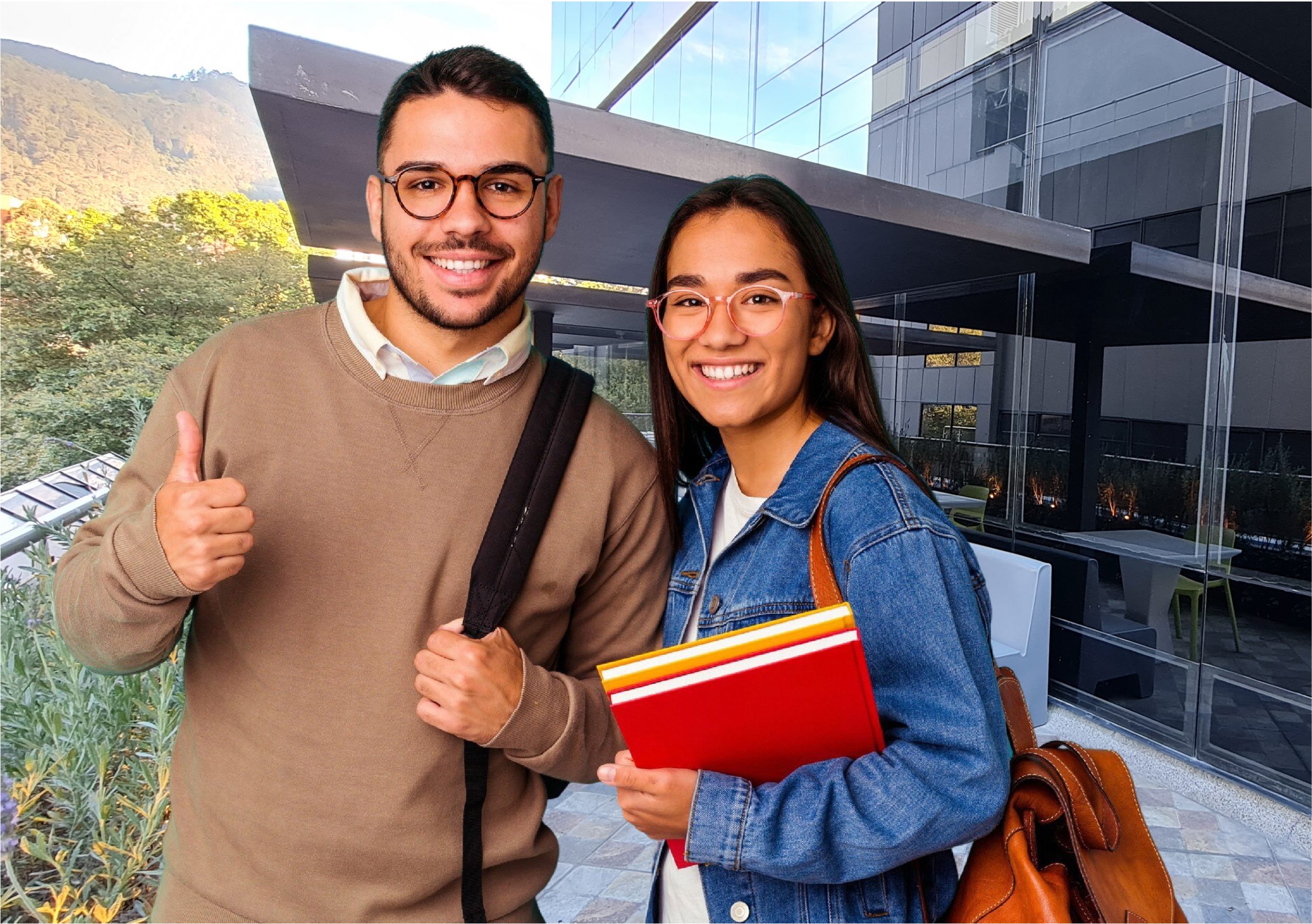 Dos jóvenes felices de estudiar